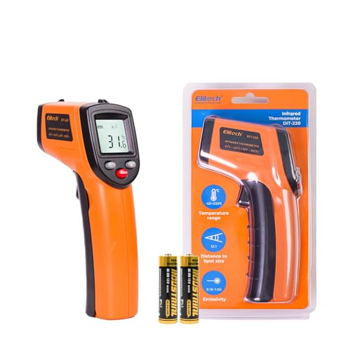 Elitech Laser Temperature Gun, Non-Contact Digital Infrared Thermometer, Adjustable Emissivity, Backlight, Handheld for Grill, Meat, Food, Candy, Automotive, HVAC Tools, -50~530°C(-58~986°F), DIT-220 - color: -50 to 530°C