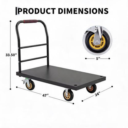 Heavy Duty Platform Truck, 2000 Lbs Capacity Flatbed Cart