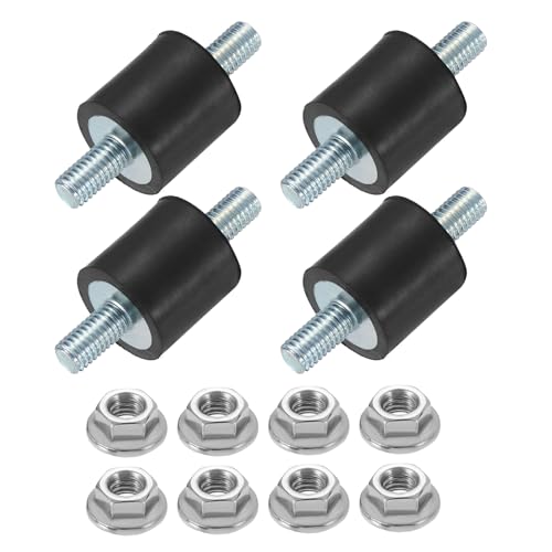uxcell 4Pcs M5 x 10mm Rubber Mounts, 15 x 15mm Cylindrical Anti Vibration Isolator Studs Shock Absorber Double Studs with Nuts for Car Bobbin Generator Air Compressors - size: M5 x 10mm, 15 x 15mm