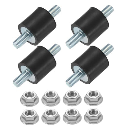 uxcell 4Pcs M5 x 10mm Rubber Mounts, 15 x 15mm Cylindrical Anti Vibration Isolator Studs Shock Absorber Double Studs with Nuts for Car Bobbin Generator Air Compressors - size: M5 x 10mm, 15 x 15mm