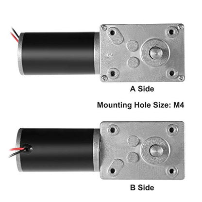 DC 12V 3RPM 12Kg.cm 8mm Doulbe Shafts Self-Locking Reversible Worm Gear Motor with Cable, High Torque Speed Reduction Motor, Turbine Electric Gearbox Motor - size: Double Shafts, style: 12V 3PM