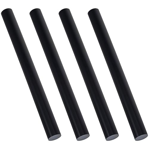 4 Pack Round Acetal Copolymer Rods, 1 Inch Diameter and 12 Inch Length Plastic Delrin/Acetal Rod, Standard Tolerance, Opaque Black Acetal Copolymer Rod Perfect for Non-Marring Fixtures