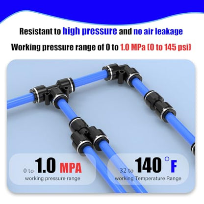 30-PACK 1/4" Tube OD Y Spliter Black Push to Connect Fittings,PY-1/4 3 Way Pneumatic Quick Connect Air Line Push Lock Hose Fittings - size: 1/4"OD/BLACK