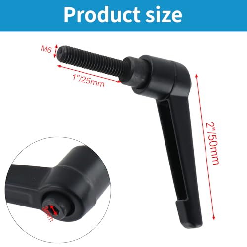 Clamping Lever Handles M6 x 25mm Push Button Ratchet Lever Male Threaded Stud Adjustable Handles Hand Knobs Rotating Screw Handles Bolts with Locking Lever -6pcs - size: M6 x 25mm