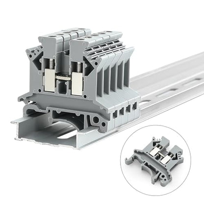 100PCS UK-2.5B Din Rail Wire Terminal Block - Application for 12-22 AWG 20A 600V Electrical Cabinets Distribution Box, Solar Power System, PLC Industrial Control Automation Panel DIY CNC RV - color: 100pcs Gray