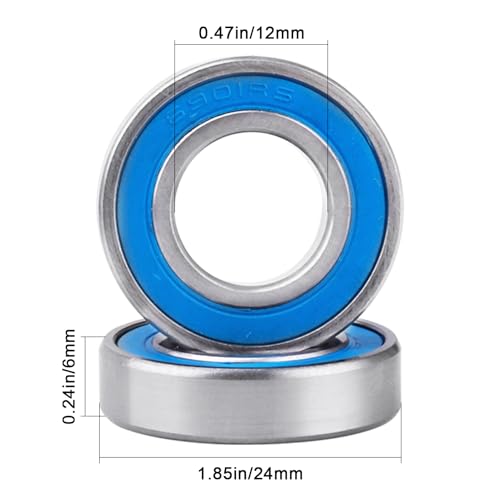 10pcs 6901-2RS Ball Bearings - Miniature Deep Groove Ball Bearing Double Blue Rubber Sealed Chrome Steel for RC Cars/Planes/Drone/Robotics/ 3D Printing Projects(12x24x6mm) - size: 12x24x6mm 6901-2RS