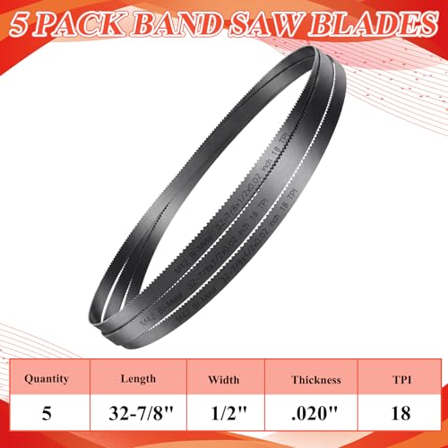 5 Pack Bi-Metal Portable Band Saw Blades, 32-7/8'', 18 TPI - size: 32-7/8'', style: 18 TPI