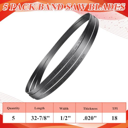 5 Pack Bi-Metal Portable Band Saw Blades, 32-7/8'', 18 TPI - size: 32-7/8'', style: 18 TPI