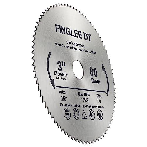 3Pcs 3 inch HSS Circular Saw Blade, 80 Teeth High Speed Steel Cut Off Tool Blade with 3/8 inch Arbor, for Rotary Tools Wood Plastic Cutting(1Pcs) - color: (1Pcs)