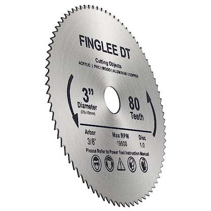 3Pcs 3 inch HSS Circular Saw Blade, 80 Teeth High Speed Steel Cut Off Tool Blade with 3/8 inch Arbor, for Rotary Tools Wood Plastic Cutting(1Pcs) - color: (1Pcs)