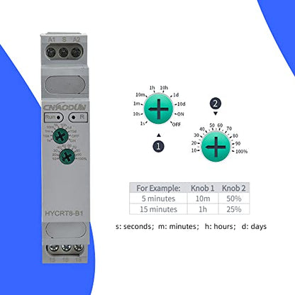 CNAODUN RT8-B1 Time Delay Relay HYCRT8-B1 AC220V Rotary Regulating Single Function Delay Disconnect Relay DIN Rail Mount Type - size: HYCRT8-B1,Single Function AC230V
