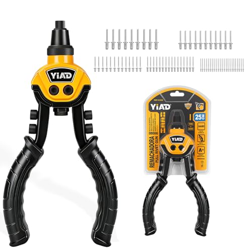 1/4" Pop Rivet Gun Kit, 10" Heavy Duty Hand Riveter with 250 Blind Rivets