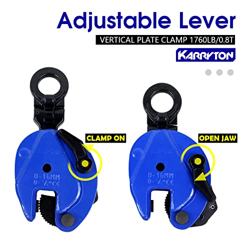 0.8Ton/1760LB Vertical Lifting Plate Clamp, Jaw Opening 0.6IN - style: 0.8T