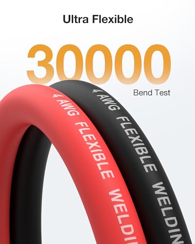 4 Gauge Wire Heavy Duty Battery Cable, 15FT Red + 15FT Black - color: 4awg, size: 15ft
