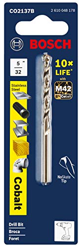 BOSCH CO2137B 5/32 in. x 3-1/8 in. Cobalt M42 Drill Bit (Pack of 2) - size: 5/32 x 3-1/8 in. (Pack of 2)