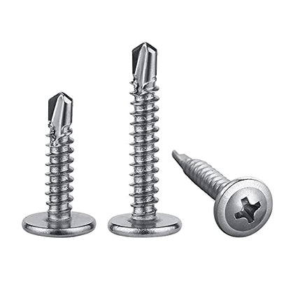 Wensilon（100pcs）#8×2”for Sheet Metal Self-Tapping Screws 410 Stainless Steel Truss Head High-Strength Quick Tapping Screws - color: Silver, size: #8X2"