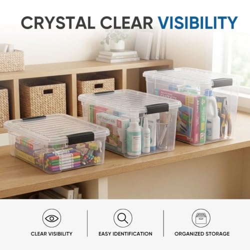 Superio 13.7 Quart Clear Plastic Storage Bin with Lid, Stackable Organizer Box, BPA-Free Storage Container for Home, Garage, School & Office, 1 Pack - size: 13.7 Quart
