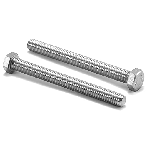 1/2-13 x 5 Hex Head Screw Bolt, 20Pcs 18-8 (304) Stainless Steel, Fully Threaded, Plain Finish, by SG TZH - size: 1/2-13 x 5"