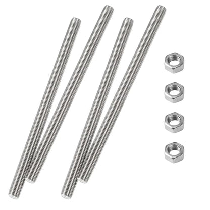 M6 x 100mm Fully Threaded Rod & Studs, 304 Stainless Steel Right Hand Threads Rods, M6-1 Thread Pitch for Anchor Bolts, Clamps, Hangers and U-Bolts 4pcs 【with Nuts】 - size: 4-Inch