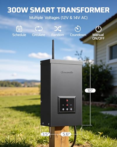 DEWENWILS Smart Low Voltage Landscape Transformer 300W, 3 Independent Outputs, 120V AC to 12V/14V AC, Landscape Lighting Transformer with Schedule & Timer, Compatible with Alexa & Google Assistant - style: Metal 300W