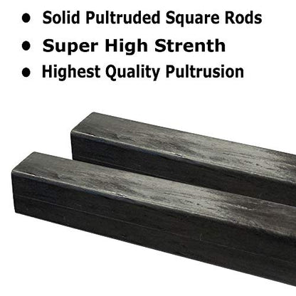 – Square Carbon Fiber Rod - 10mm x 1000mm – Pultruded Square Solid Rod - Black Matte Finish - Pure Solid Carbon Fibre Square Tube shafts - for RC Planes-Drones, Boat DIY Craft Projects
