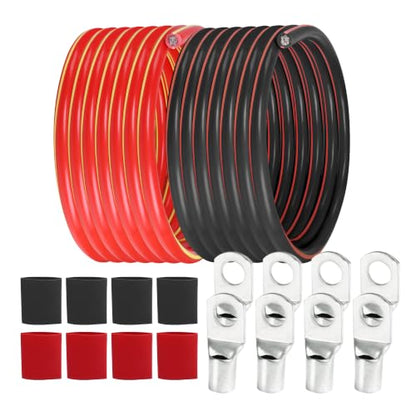 2 Gauge Battery Cable, 2 AWG CCA Wire 12FT Each Black & Red - color: Black and Red, size: 12 Feet Each w/o Cable Sleeve