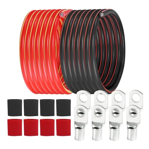 2 Gauge Battery Cable, 2 AWG CCA Wire 12FT Each Black & Red - color: Black and Red, size: 12 Feet Each w/o Cable Sleeve