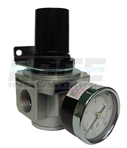 HEAVY DUTY IN-LINE COMPRESSED AIR PRESSURE REGULATOR FOR AIR COMPRESSOR, 7 TO 215 PSI ADJUSTABLE, HIGH FLOW RATE, WALL BRACKET AND GAUGE INCLUDED (3/4" NPT, 140 CFM) - style: 3/4" NPT, 140 CFM
