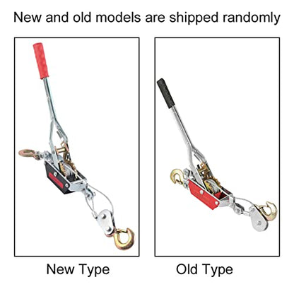 Hand Winch, 2T Wire Rope Power Puller Tighten Tool Mini Tightener with Double Hook Lifting Tool for Construction, Highway, Bridge