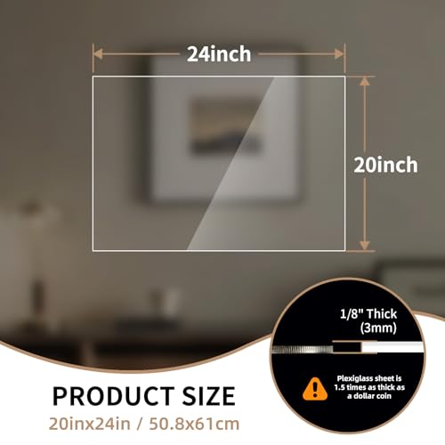 2 Pack 20" x 24" Plexiglass Sheets 1/8 inch Thick (3mm) - size: 20" x 24", 3mm Thick
