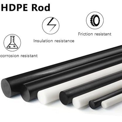 12-INCH Length High-Density Polyethylene (HDPE) Plastic Round Rod,2"x 12" HDPE Rod for Mechanical Processing of Various Parts and DIY Projects(White,1 Pcs) - color: White, size: 2"x12"