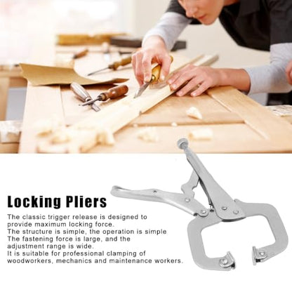 10 Inch Alloy Steel Adjustable Locking Pliers Wide Jaw with Rotating Pads Heavy-Duty Clamp Tool for Welding, Metalworking & Woodworking
