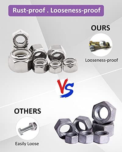 6# 32 Lock Nuts - Nylon Insert Hex LockNuts,304 Stainless Steel,Plain Finish (150 Pack) - size: 6#32(150 pack), style: SAE