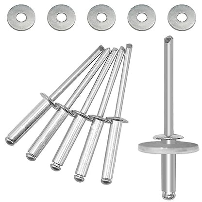 50 sets Aluminum Blind Rivets with Aluminum Backup Pop Rivets Washers