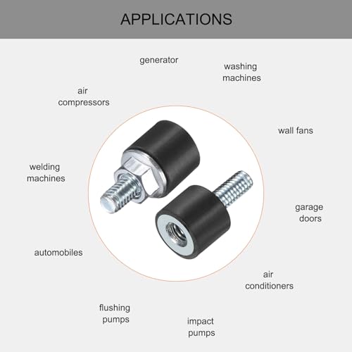 uxcell 6pcs M4x10mm Rubber Isolator Mounts with Studs 10x8mm - size: VD-D10*H8, M4*10