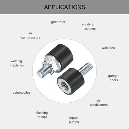 uxcell 6pcs M4x10mm Rubber Isolator Mounts with Studs 10x8mm - size: VD-D10*H8, M4*10