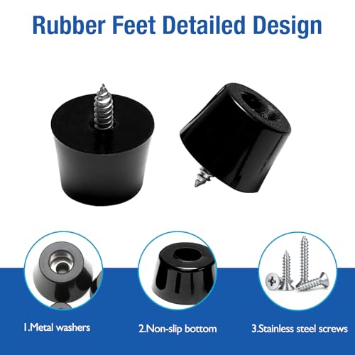 100 Pcs Rubber Feet for Cutting Board with Stainless Screws - size: 9/16" W X 5/16" H