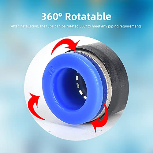 CNAODUN 60Pcs Quick Connect Air Hose Fittings 5/32" 1/4" 5/16" 3/8" 1/2 inch OD Pneumatic Push-to-Connect Fittings Kit Air Line for 5/32 1/4 5/16 3/8 1/2 inch OD Tube - size: PU Kit (60 Pcs)