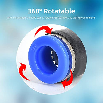 CNAODUN 60Pcs Quick Connect Air Hose Fittings 5/32" 1/4" 5/16" 3/8" 1/2 inch OD Pneumatic Push-to-Connect Fittings Kit Air Line for 5/32 1/4 5/16 3/8 1/2 inch OD Tube - size: PU Kit (60 Pcs)