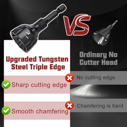 2Pcs Deburring Tool Chamfer Tool 1/8"- 3/4" Tungsten Carbide Chamfering Drill Bit Fast Hex Shank Deburr Drill Bit External Burr Removal for Metal Rod Bolt Pipe 3D Printing PVC - size: 2Pcs 1/8" to 3/4"