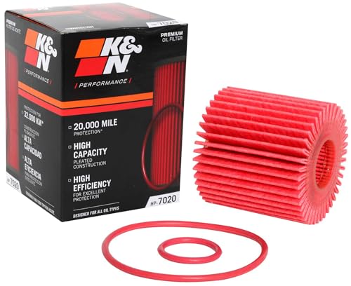 K&N Oil Filter: 20,000 Mile Engine Protection, High Efficiency, HP-7020 - size: (Pack of 1)