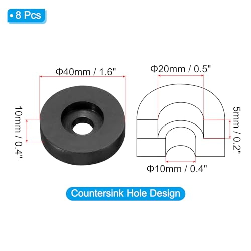 PATIKIL Rubber Spacer, 8 Pcs Rubber Anti Vibration Foot Pad Bumper 1.6" OD 0.4" ID Count Sink Hole Washer Round Neoprene Bushings Spacer for Air Compressor Machinery Generator Car, Black - size: 1.6" OD x 0.4" ID