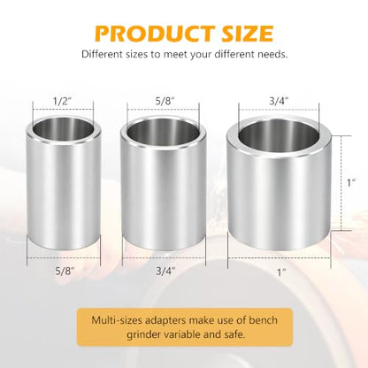 Aluminum Bench Grinder Reducing Bushing Arbor Adapter Set, 1" Thick, 3 Kits - style: 1" Thick-3 Piece