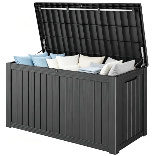 Outdoor Storage Waterproof Deck Box for Patio (200 Gallon, Black) - color: Black, size: 200 Gallon
