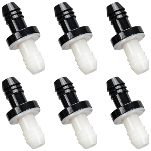 3/8" (10mm) One Way Inline Check Valve Plug-in Barb Non Return Valve ABS Plastic Water Air Systems Stop Check Valve for Liquids 6PCS - size: 3/8inch