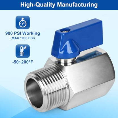 Mini Ball Valve 3/4" NPT Shut Off Valve 304 Stainless Steel Mini Ball Valves F*MNPT Mini Shut Off Valves for Water Gas Fuel Drip Irrigation Aquariums - size: 0.75 Inch