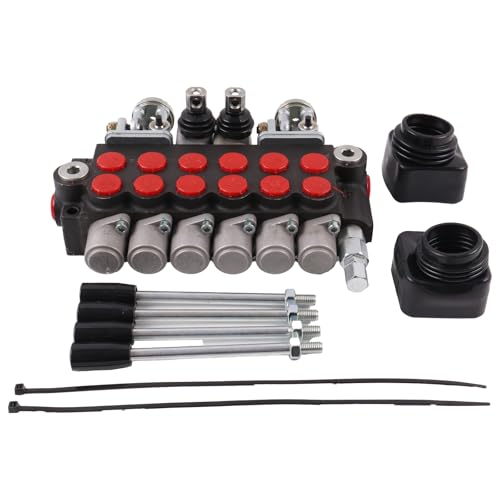 Solarhome 6 Spool 11GPM Hydraulic Backhoe Directional Control Valve w/ 2 Joysticks 10 SAE O-Ring Double-Acting