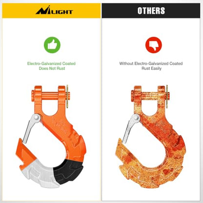 Nilight 3/8-Inch Forged Steel Winch Hook with Cable Hook Stopper - color: Orange
