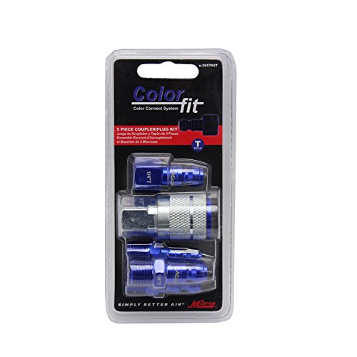 ColorFit Coupler & Plug Kit (5 Piece), T-Style 1/4" NPT Blue - style: Without Bumper