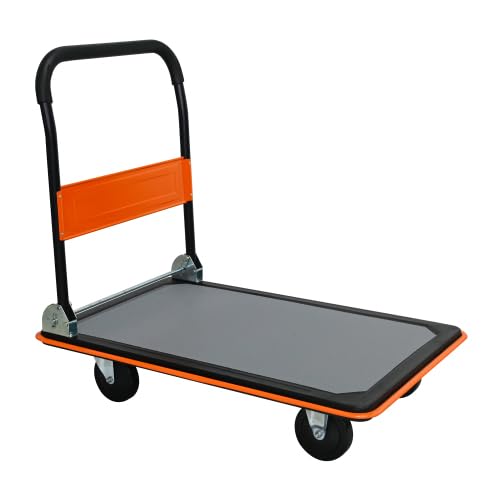 Foldable Platform Hand Truck, Heavy Duty Push Cart Dolly (Orange) - color: 660lbs-orange